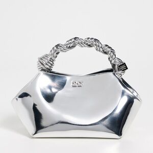 Ganni Silver Clutch with Twisted Handle